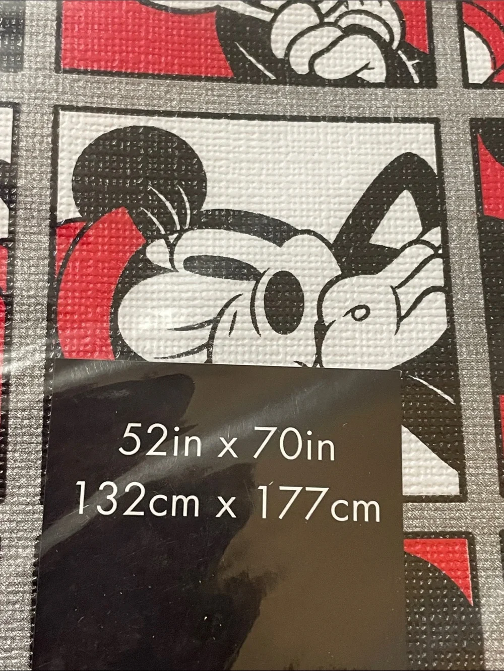 Disney Mickey Mouse Red, Black & White Panel Print PEVA Tablecloth NWT Very Nice
